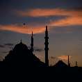 Yeni Valide Moschee und Süleymaniye Moschee im Abendlicht, Istanbul [00194-V-09]